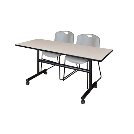 Kobe Rectangle FlipTop Table, 60" W, 29" H, Laminate Top, Maple MKFT6030PL44GY